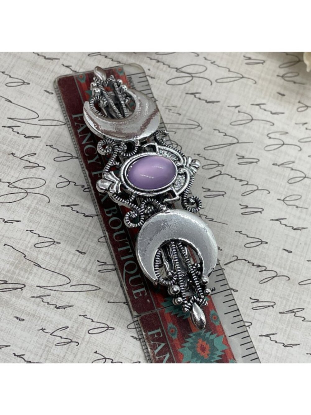 Festival Silver Purple Witch Crescent Celti Moon magic Spell Love Hair Clip Comb - Picture 6 of 12